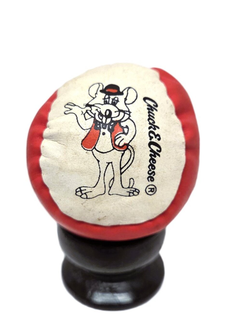 Vintage Chuck E. Cheese Hacky Sack Ball Red and White 1990's Prize Footbag